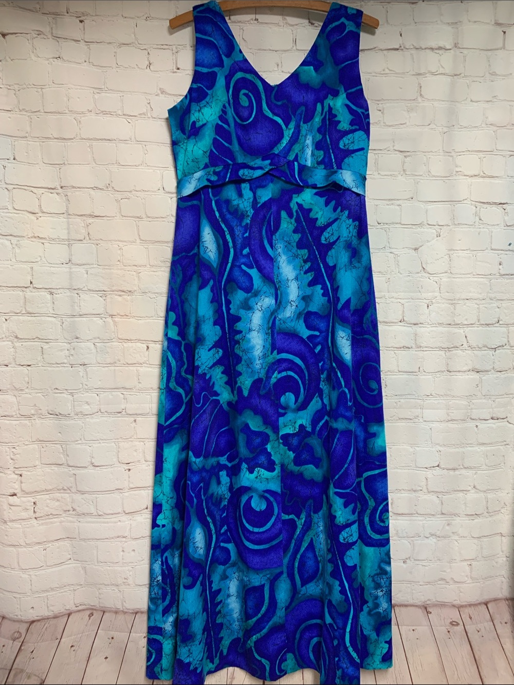 Vintage Honolulu Wika Hawaiian Barkcloth Dress Maxi Size 12 USA